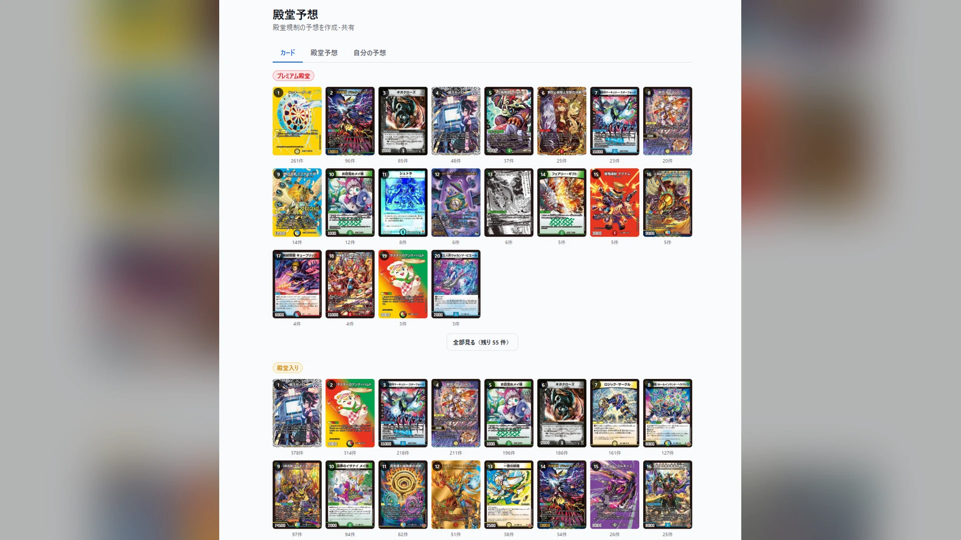 殿堂予想画面